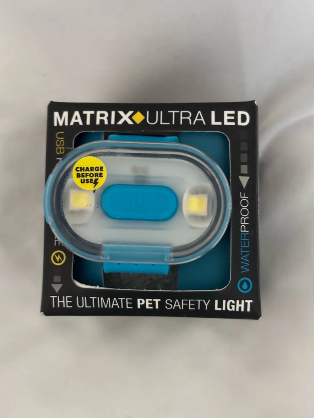 Oval USB-Rechargeable LED Pet Safety Light - Blue Accent
